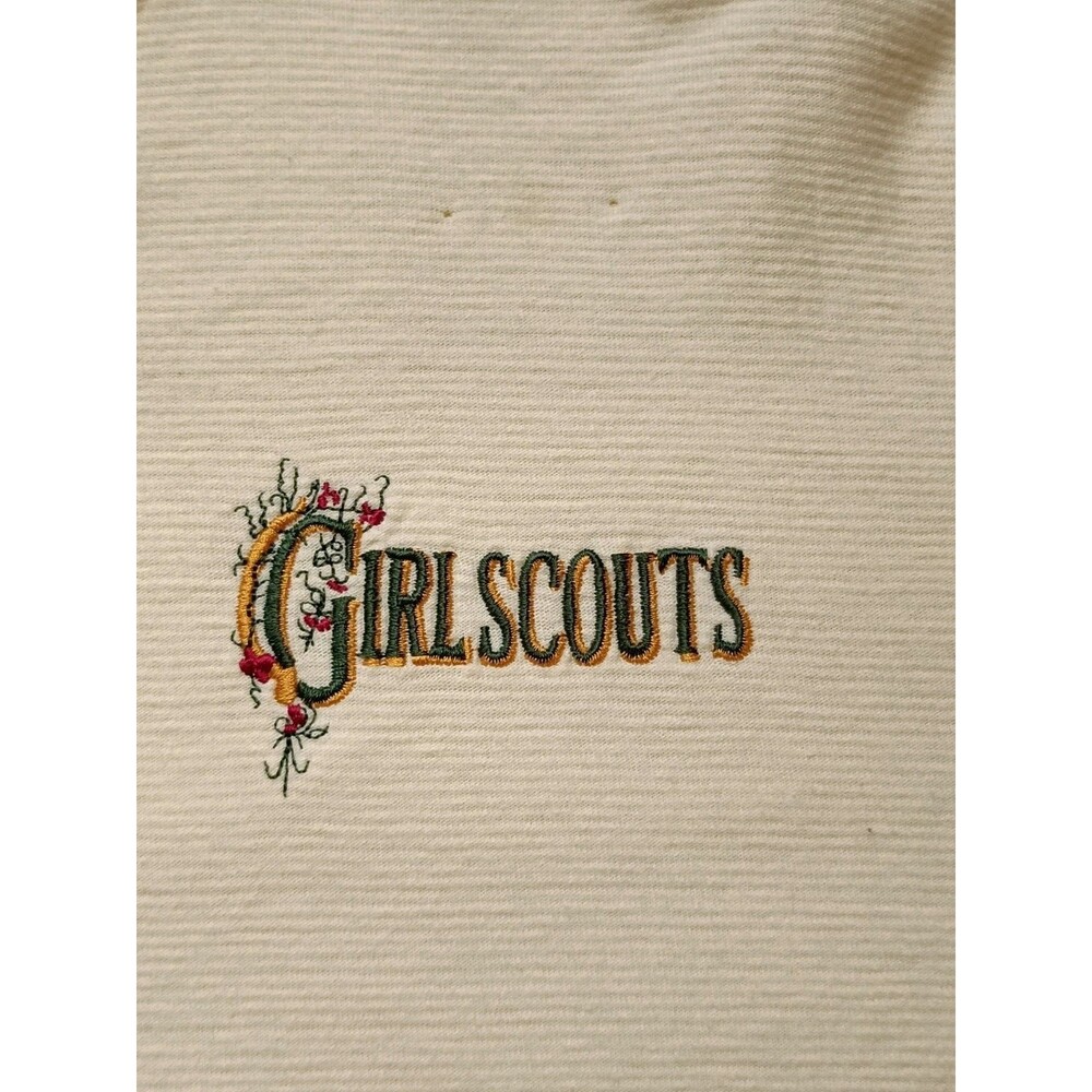 Vintage Girl Scout Men's Large T-Shirt  Yellow Embroidered Short Sleeve 90s - Picture 2 of 8